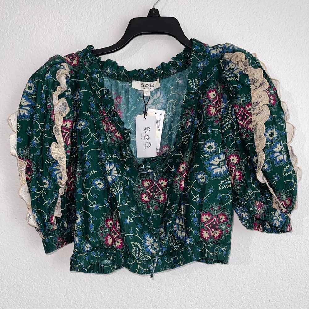Sea New York Robina Puff Sleeve Cotton Top, NWT, Size M - Picture 6 of 10